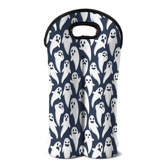 Halloween Ghost Pattern Print Double Neoprene Wine Tote