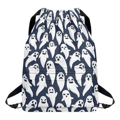 Halloween Ghost Pattern Print Drawstring Backpack
