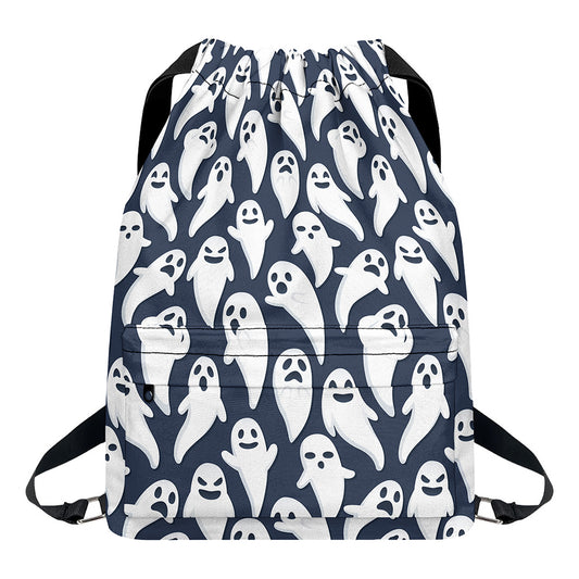 Halloween Ghost Pattern Print Drawstring Backpack