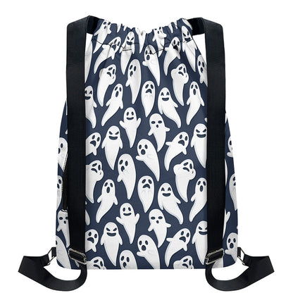 Halloween Ghost Pattern Print Drawstring Backpack
