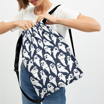 Halloween Ghost Pattern Print Drawstring Backpack