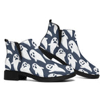 Halloween Ghost Pattern Print Flat Ankle Boots