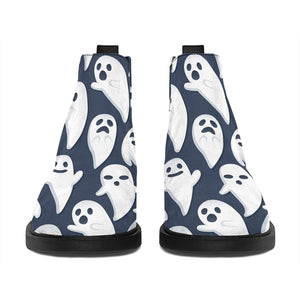 Halloween Ghost Pattern Print Flat Ankle Boots