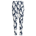 Halloween Ghost Pattern Print High-Waisted Pocket Leggings