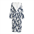 Halloween Ghost Pattern Print Hooded Bathrobe