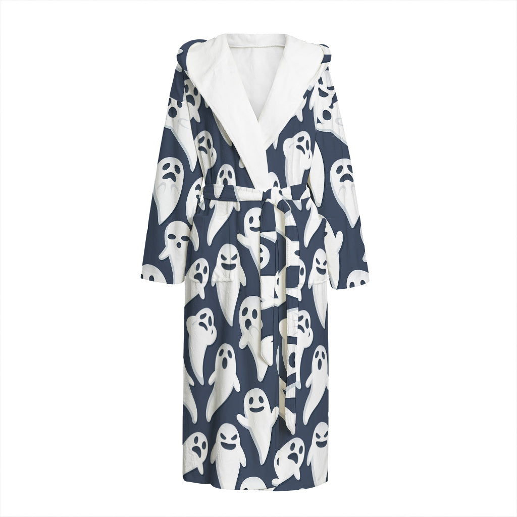 Halloween Ghost Pattern Print Hooded Bathrobe