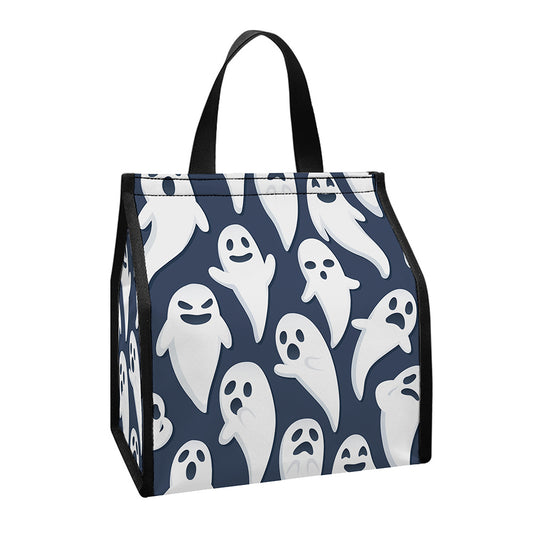 Halloween Ghost Pattern Print Insulated Lunch Tote