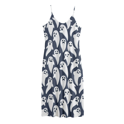 Halloween Ghost Pattern Print Jersey Midi Cami Dress