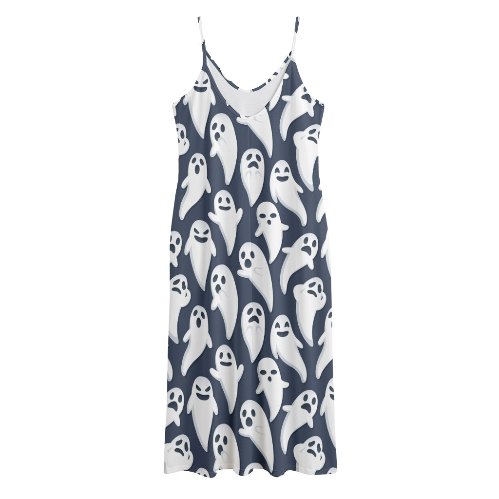 Halloween Ghost Pattern Print Jersey Midi Cami Dress