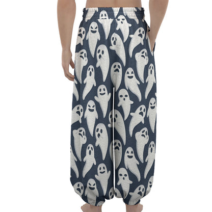 Halloween Ghost Pattern Print Lantern Pants