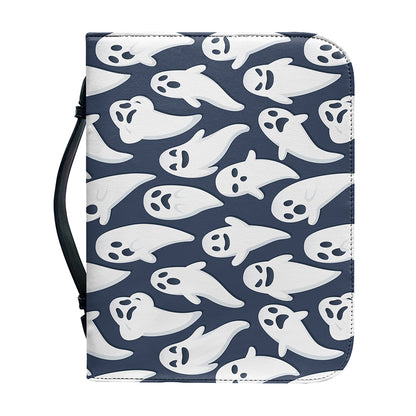 Halloween Ghost Pattern Print Leather Bible Cover