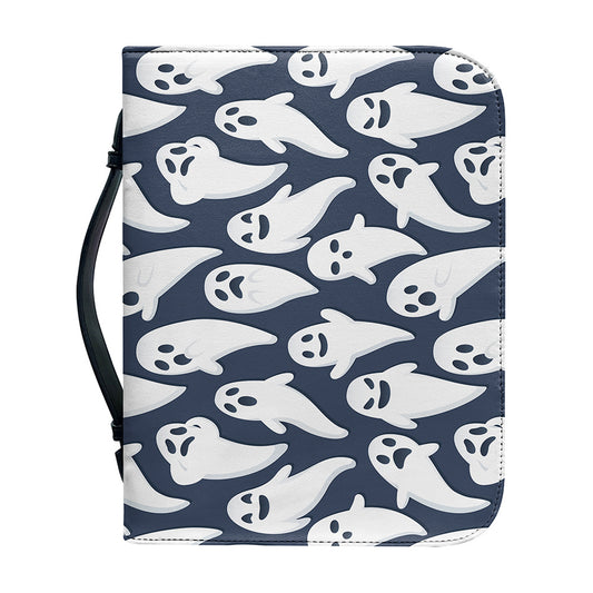 Halloween Ghost Pattern Print Leather Bible Cover