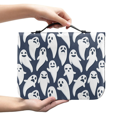 Halloween Ghost Pattern Print Leather Bible Cover
