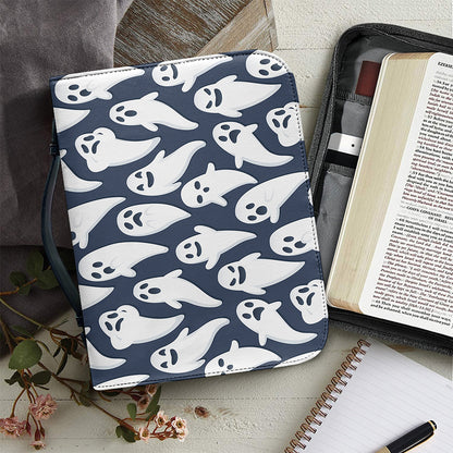 Halloween Ghost Pattern Print Leather Bible Cover