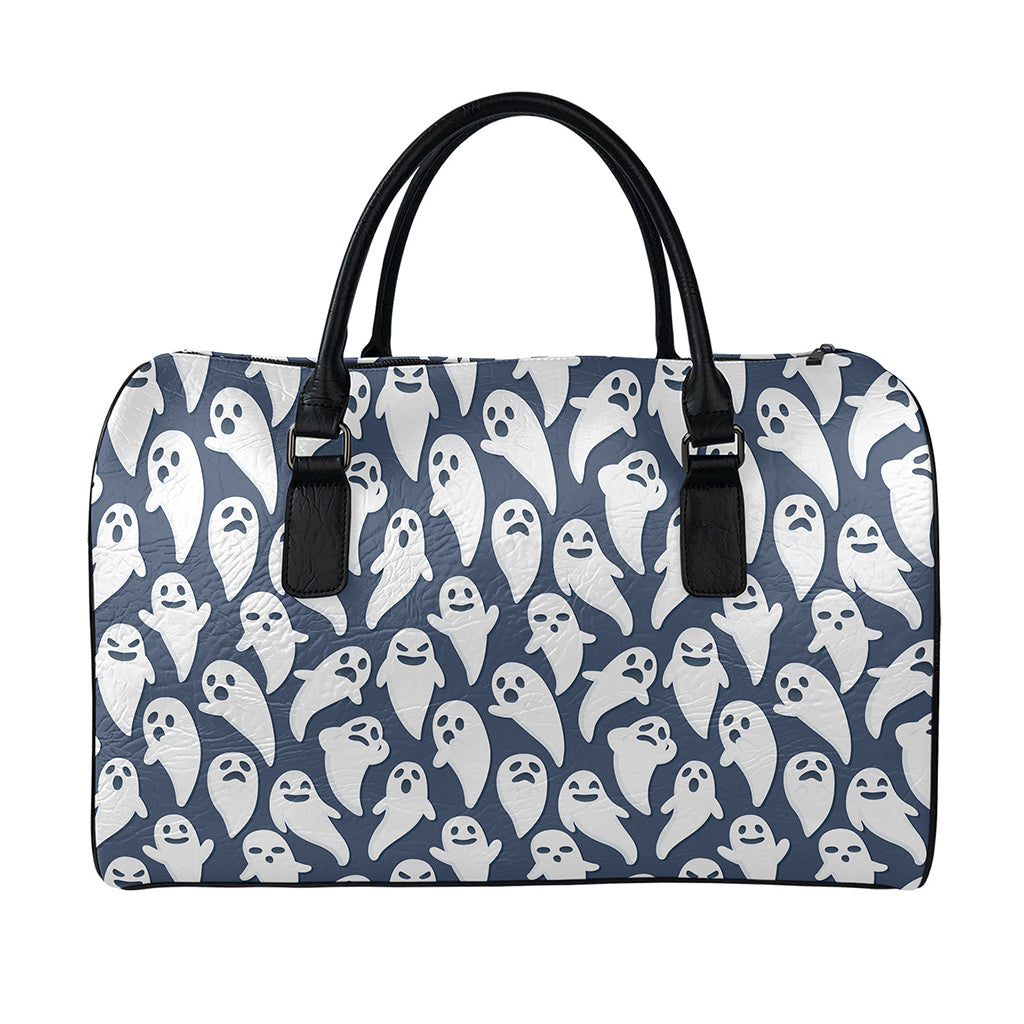Halloween Ghost Pattern Print Leather Duffle Bag