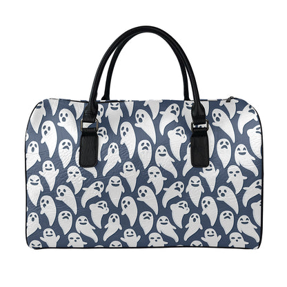 Halloween Ghost Pattern Print Leather Duffle Bag