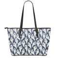 Halloween Ghost Pattern Print Leather Tote Bag With Zipper