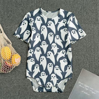 Halloween Ghost Pattern Print Men's Bodysuit