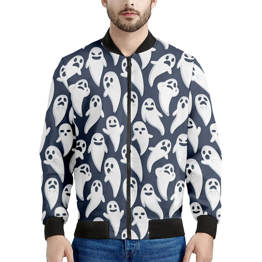 Halloween Ghost Pattern Print Men's Bomber Jacket