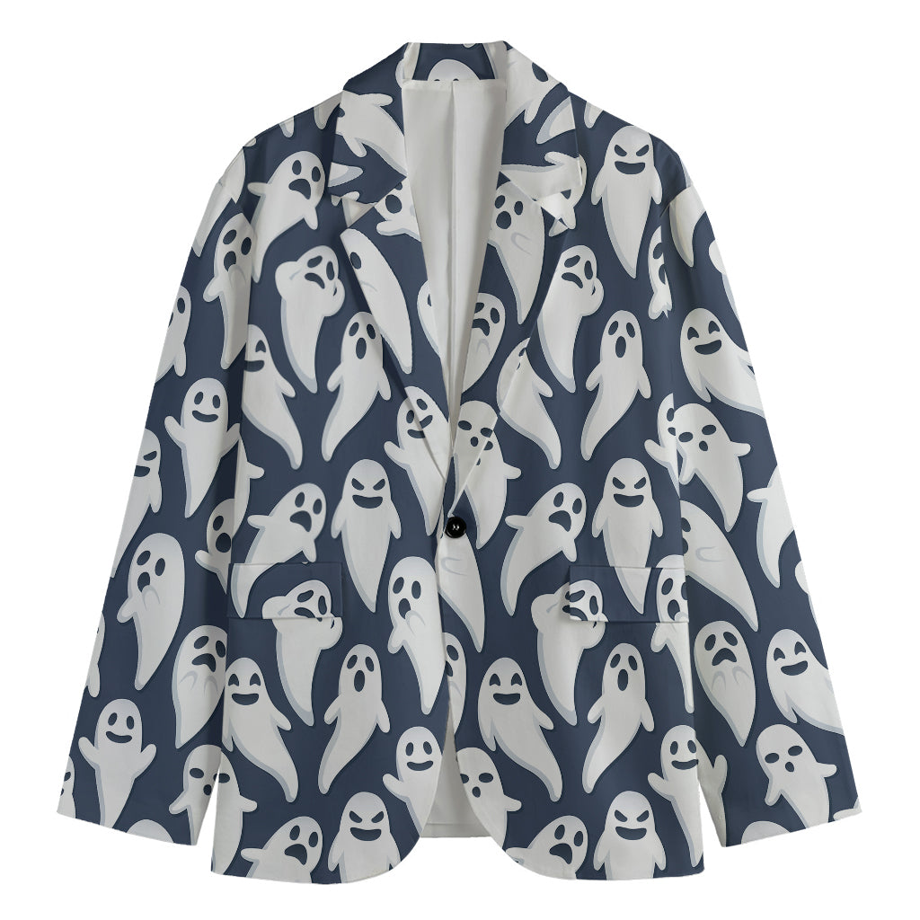 Halloween Ghost Pattern Print Men's Cotton Blazer