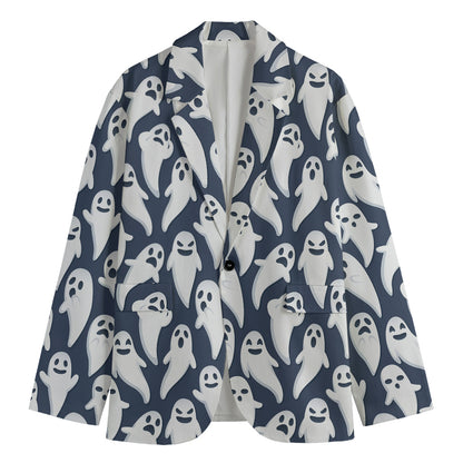 Halloween Ghost Pattern Print Men's Cotton Blazer