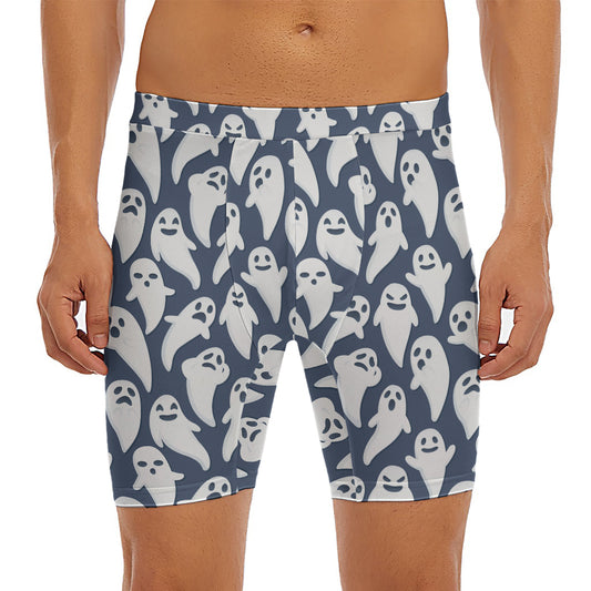 Halloween Ghost Pattern Print Men's Long Boxer Briefs
