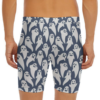 Halloween Ghost Pattern Print Men's Long Boxer Briefs