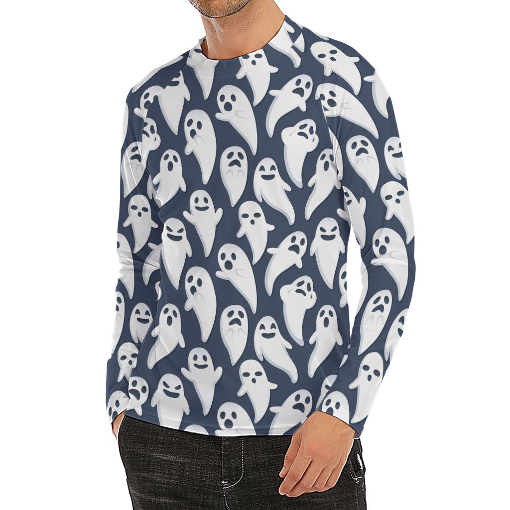 Halloween Ghost Pattern Print Men's Long Sleeve Rash Guard