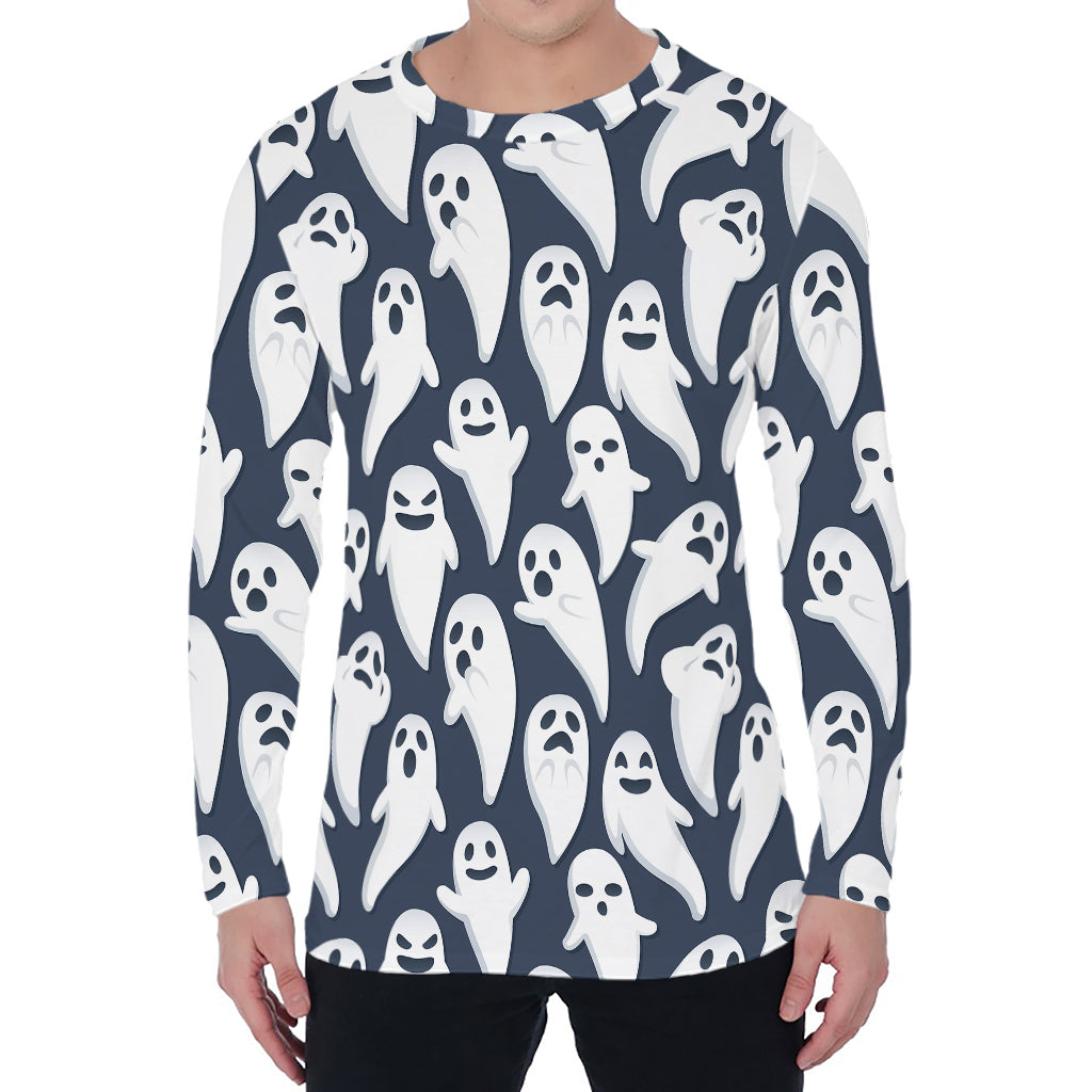 Halloween Ghost Pattern Print Men's Long Sleeve T-Shirt