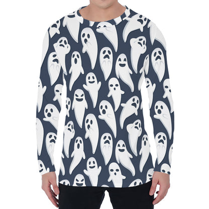 Halloween Ghost Pattern Print Men's Long Sleeve T-Shirt