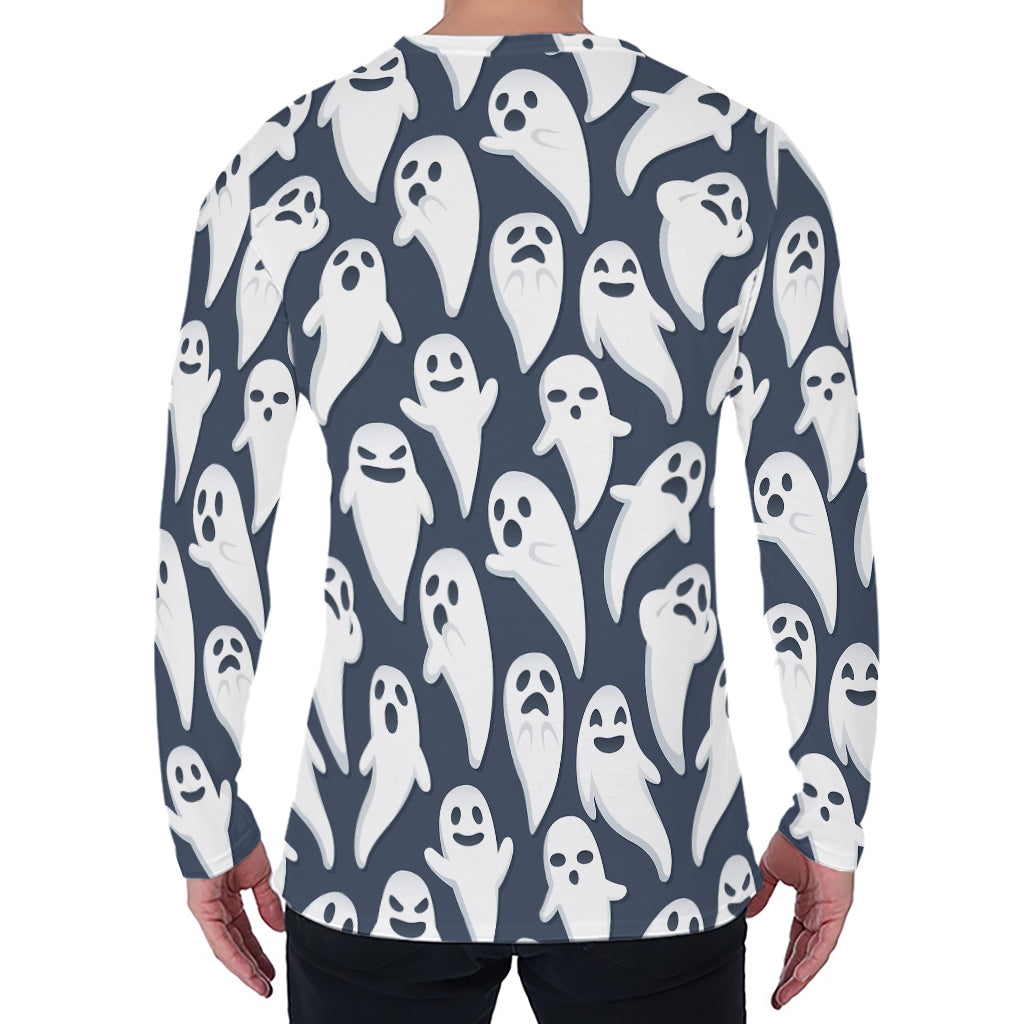 Halloween Ghost Pattern Print Men's Long Sleeve T-Shirt