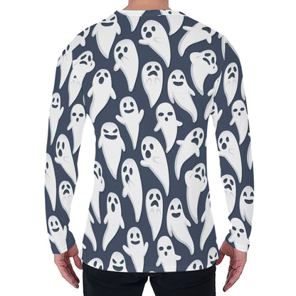 Halloween Ghost Pattern Print Men's Long Sleeve T-Shirt