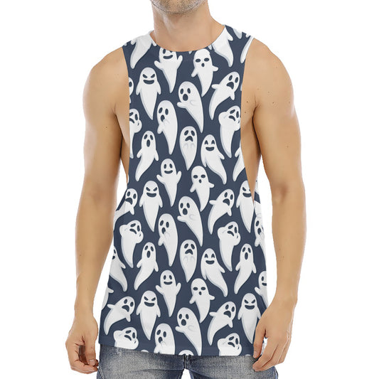 Halloween Ghost Pattern Print Men's Muscle Tank Top