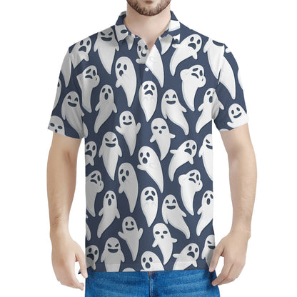 Halloween Ghost Pattern Print Men's Polo Shirt