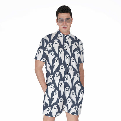 Halloween Ghost Pattern Print Men's Rompers
