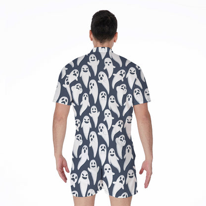 Halloween Ghost Pattern Print Men's Rompers