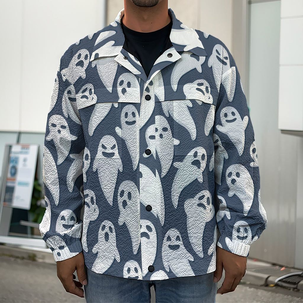 Halloween Ghost Pattern Print Men's Shirt Jacket