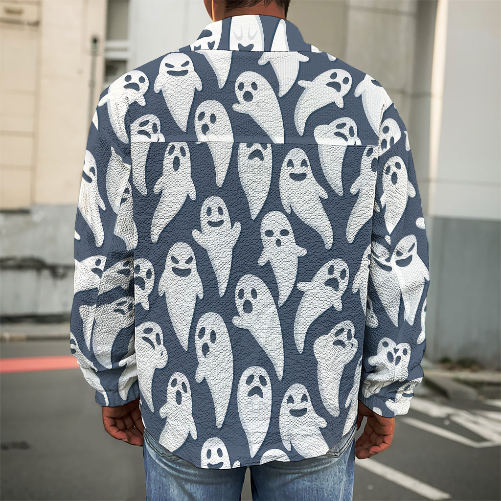 Halloween Ghost Pattern Print Men's Shirt Jacket