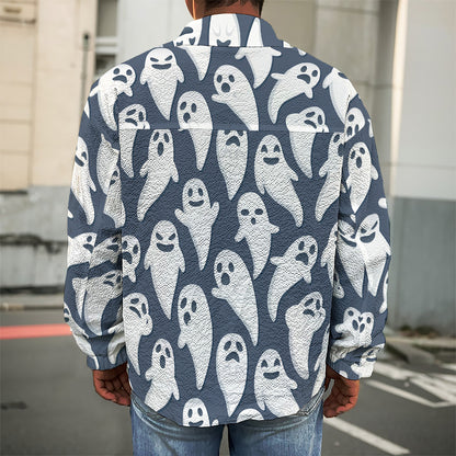Halloween Ghost Pattern Print Men's Shirt Jacket
