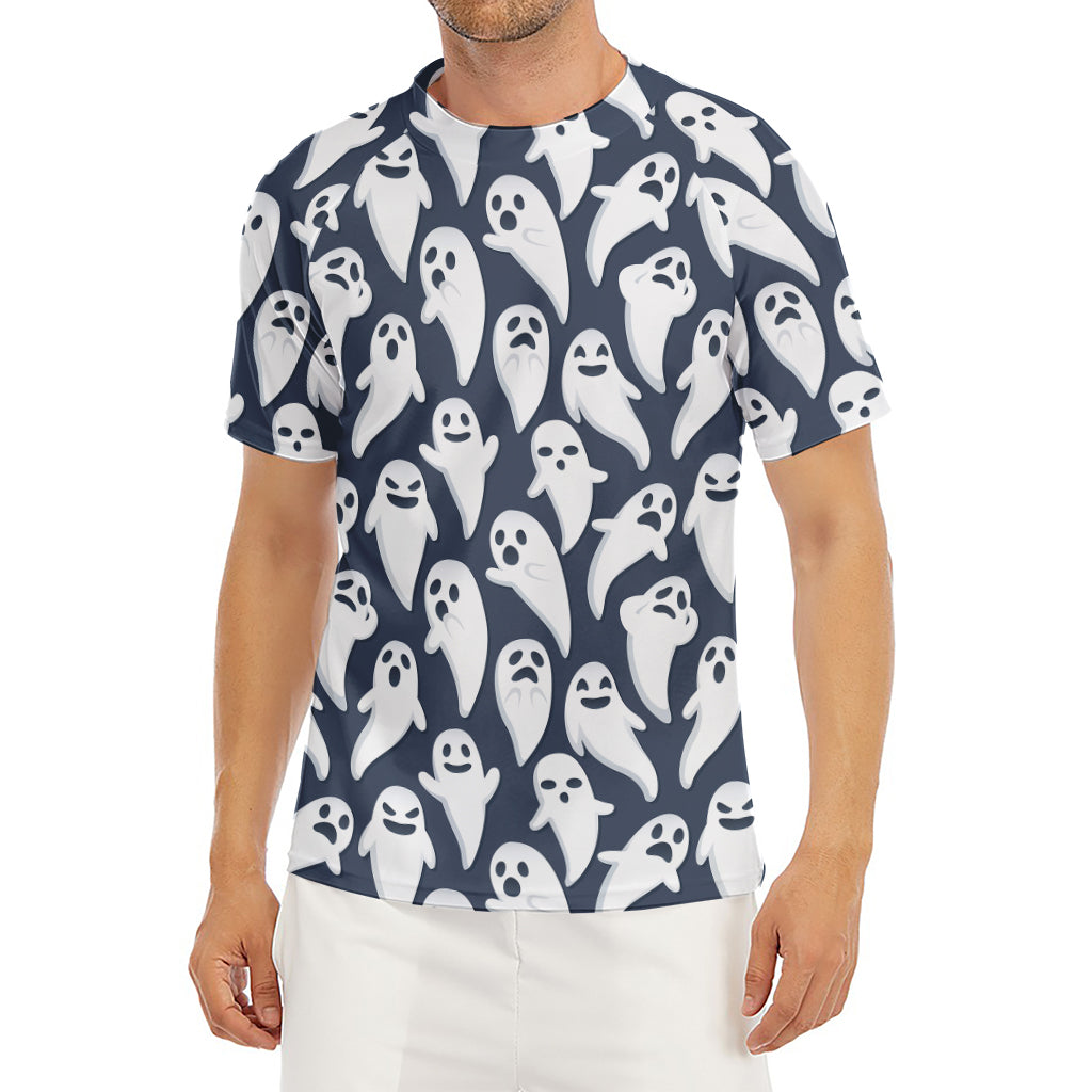 Halloween Ghost Pattern Print Men's Short Sleeve Rash Guard