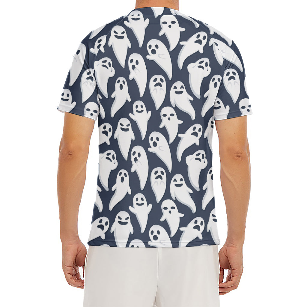 Halloween Ghost Pattern Print Men's Short Sleeve Rash Guard