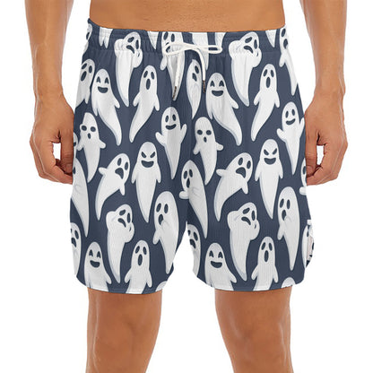 Halloween Ghost Pattern Print Men's Split Running Shorts