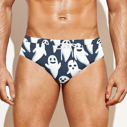 Halloween Ghost Pattern Print Men's Swim Briefs