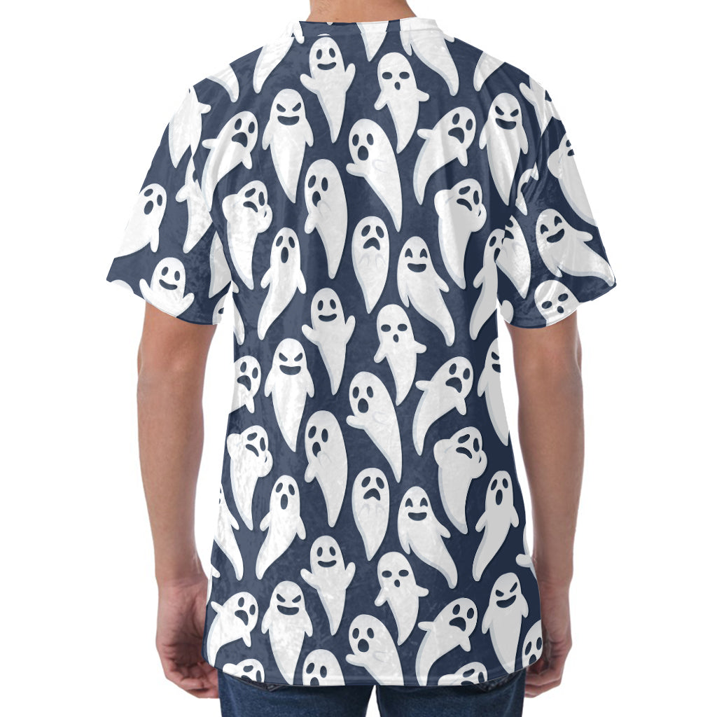 Halloween Ghost Pattern Print Men's Velvet T-Shirt