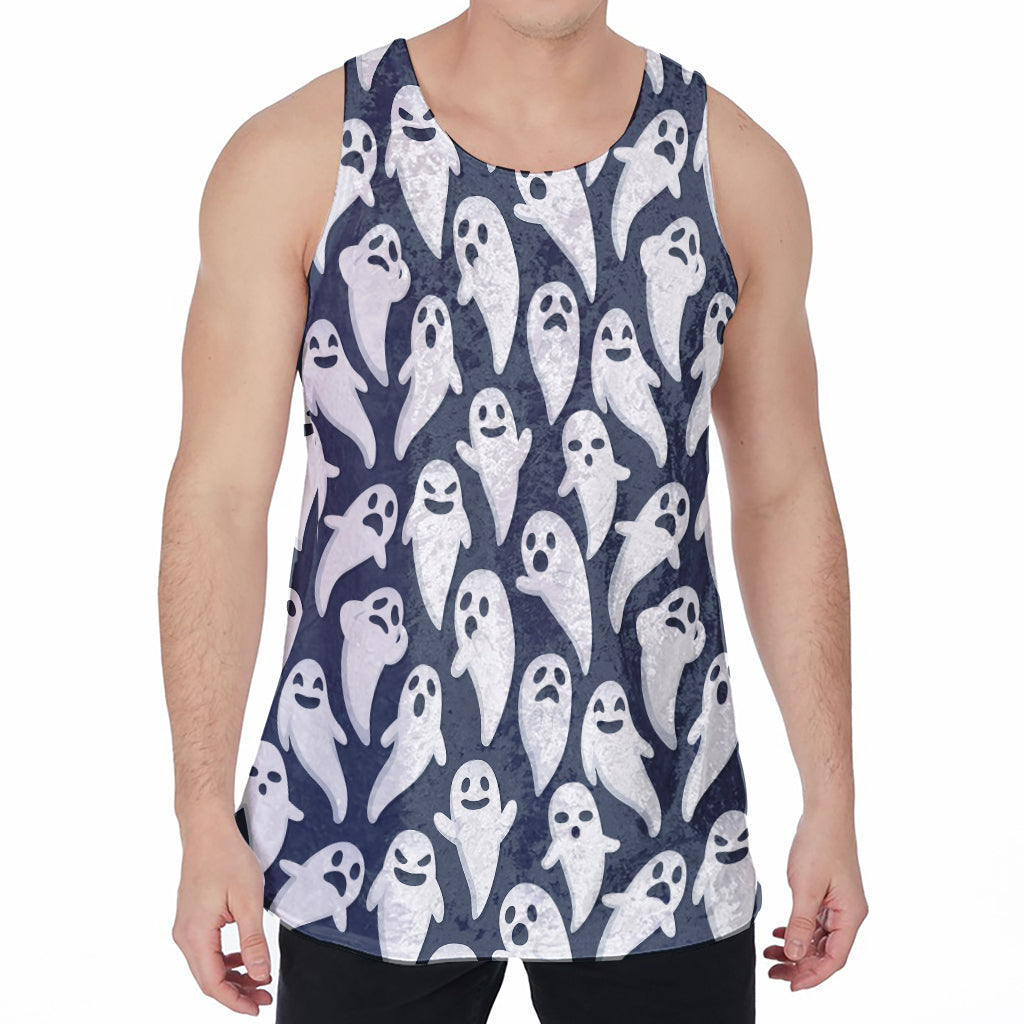 Halloween Ghost Pattern Print Men's Velvet Tank Top