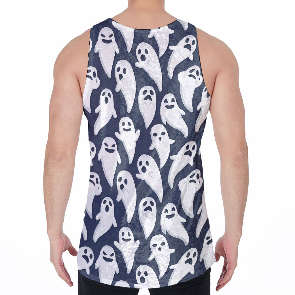 Halloween Ghost Pattern Print Men's Velvet Tank Top