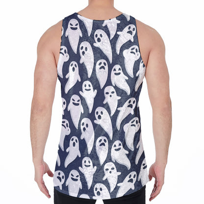 Halloween Ghost Pattern Print Men's Velvet Tank Top