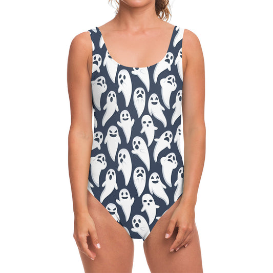 Halloween Ghost Pattern Print One Piece Swimsuit