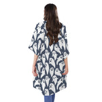 Halloween Ghost Pattern Print Open Front Beach Cover Up
