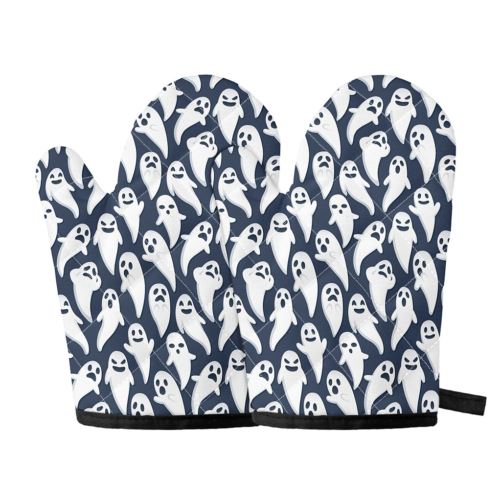 Halloween Ghost Pattern Print Oven Mitts